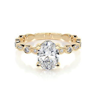 2.0 CT Oval Cut Pave CVD F/SI1 Diamond Engagement Ring 7