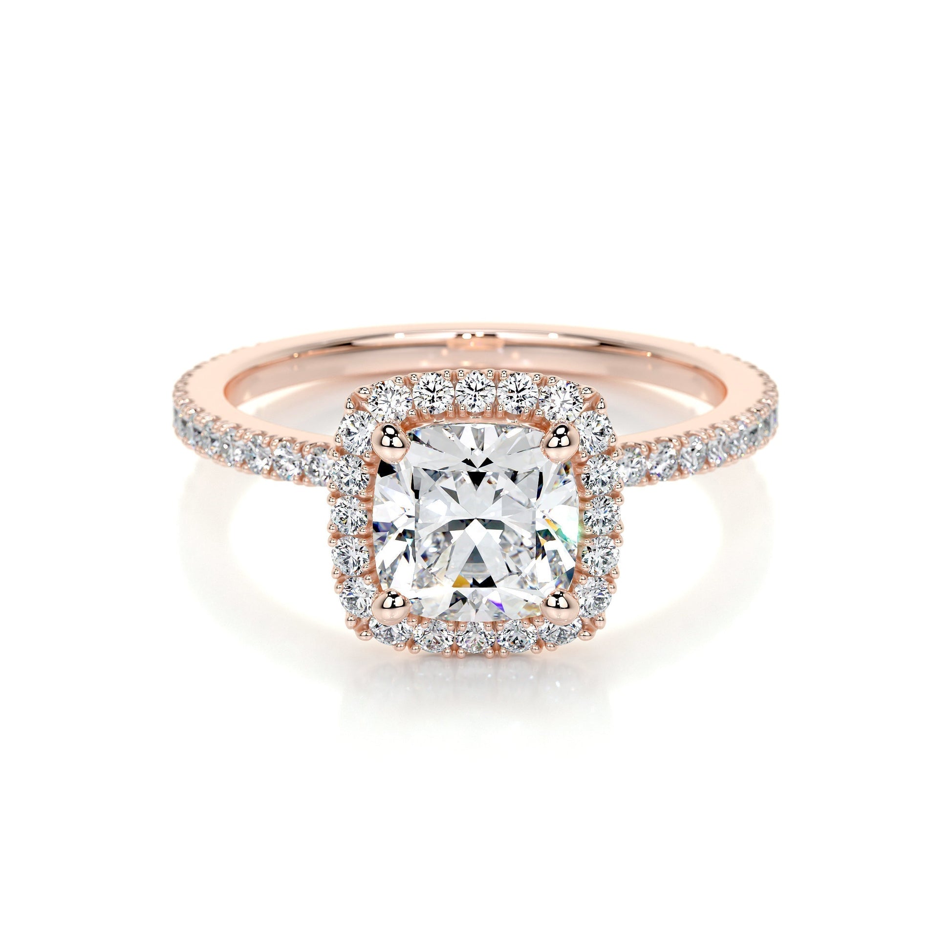 1.0 CT Cushion Halo CVD E/VS2 Diamond Engagement Ring 12