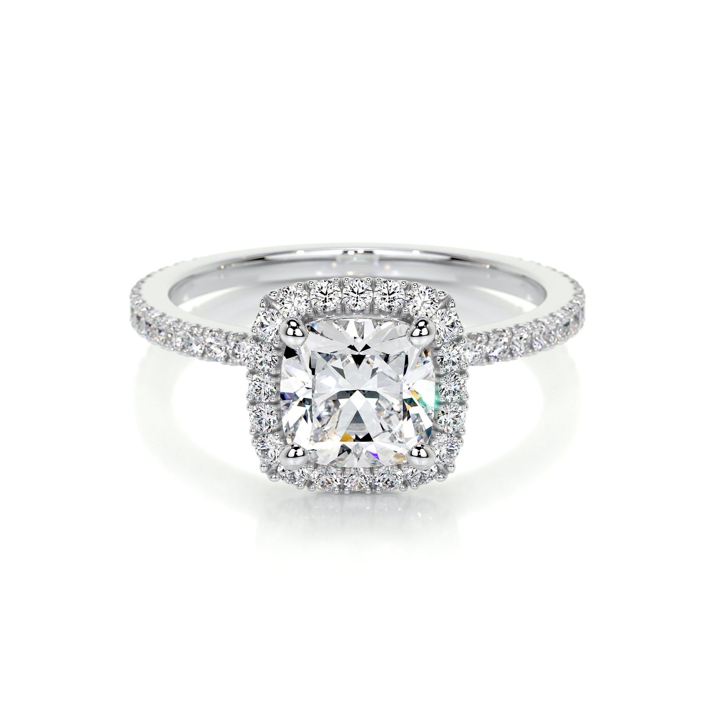 1.0 CT Cushion Halo CVD E/VS2 Diamond Engagement Ring 1