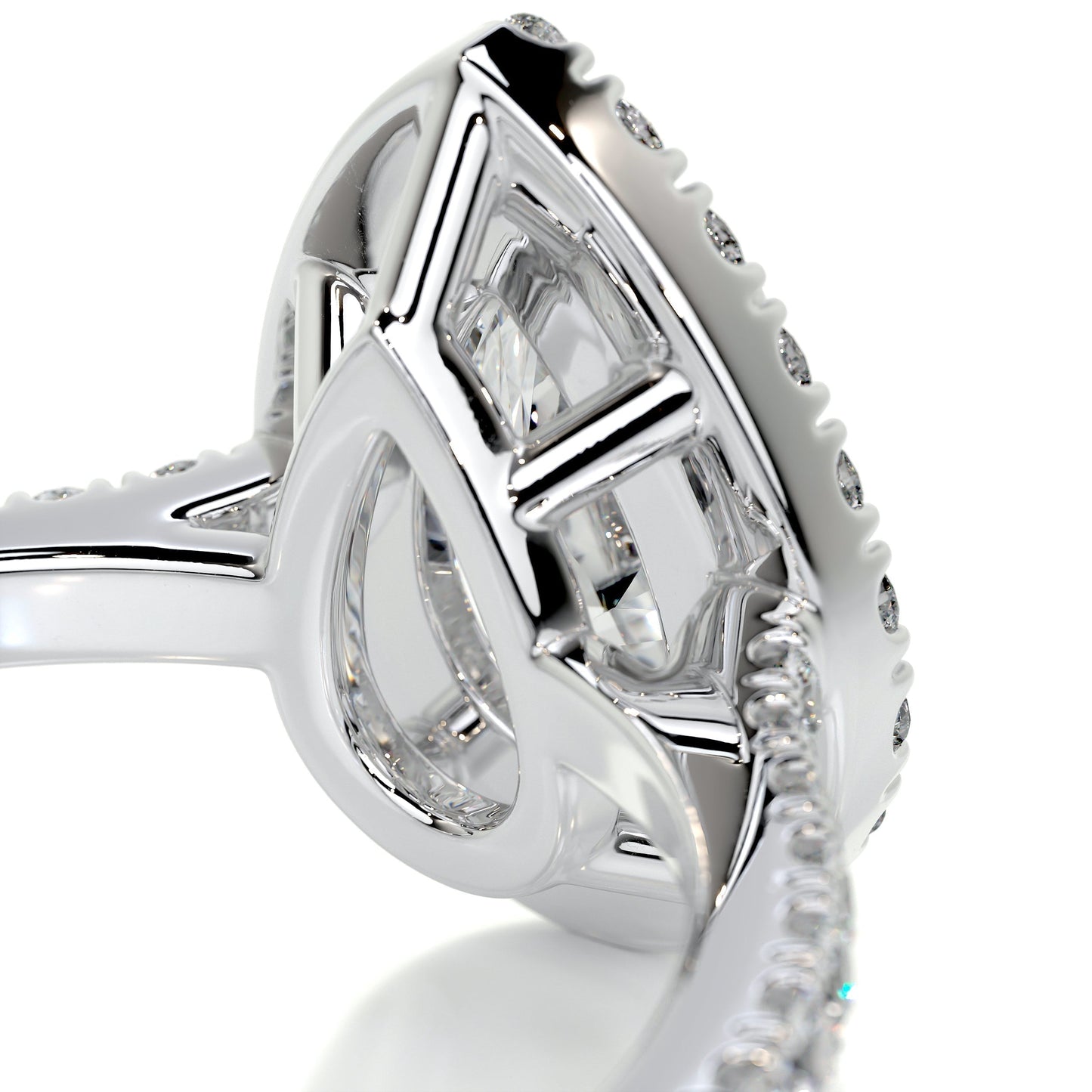 1.0 CT Pear Halo CVD F/VS2 Diamond Engagement Ring 3
