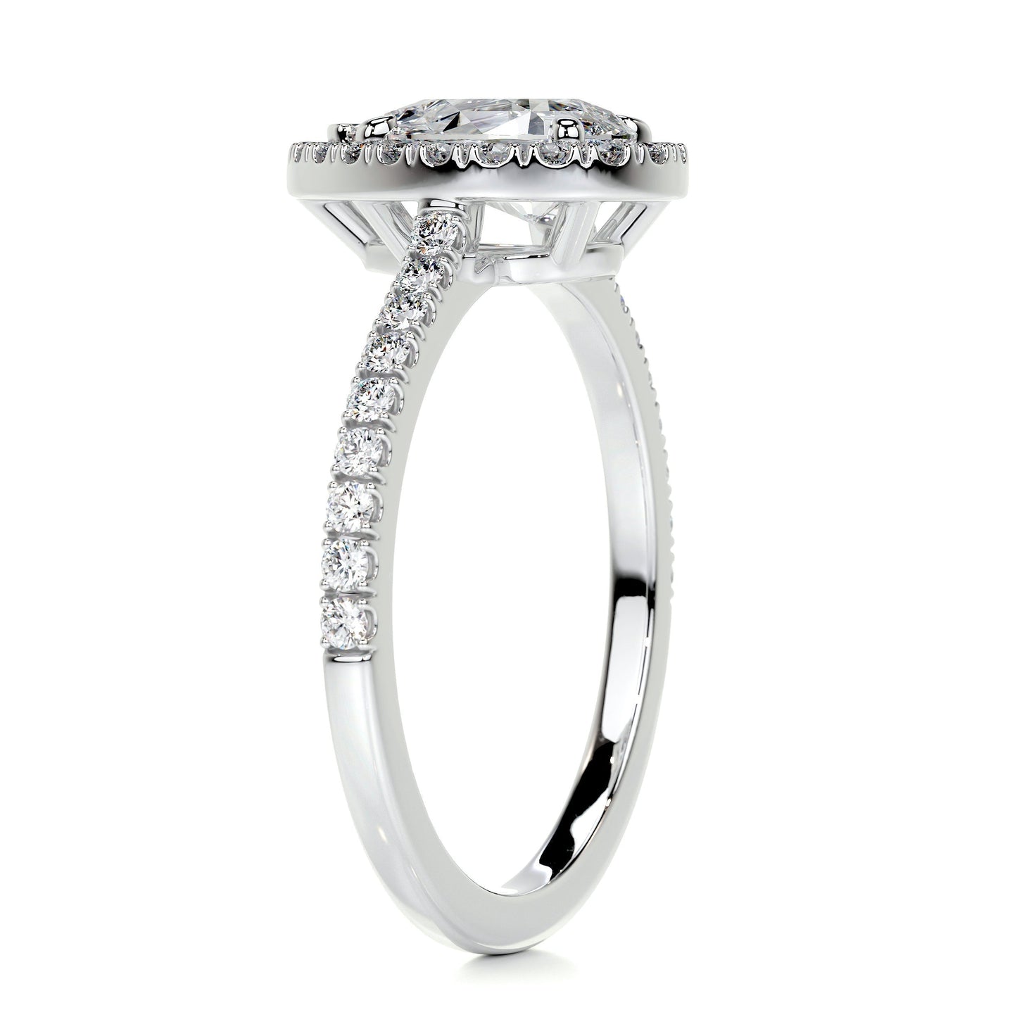 1.0 CT Pear Halo CVD F/VS2 Diamond Engagement Ring 5