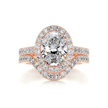 2.0 CT Oval Halo CVD F/VS Diamond Bridal Set 12