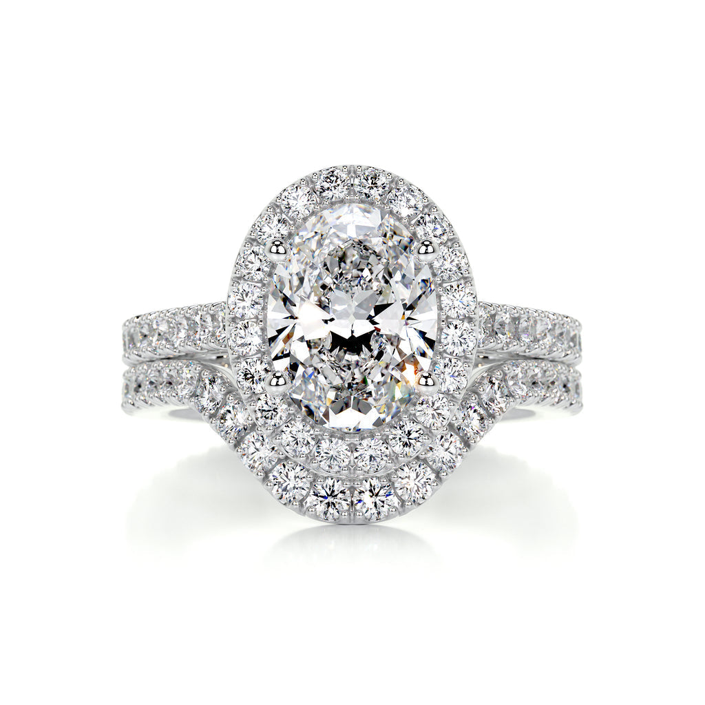 2.0 CT Oval Halo CVD F/VS Diamond Bridal Set 1