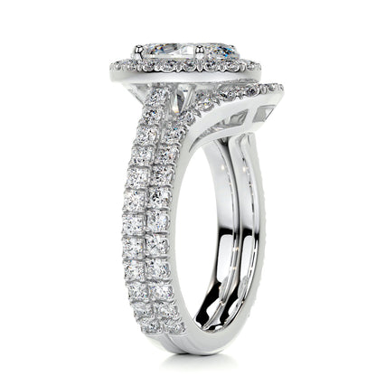 2.0 CT Oval Halo CVD F/VS Diamond Bridal Set 6