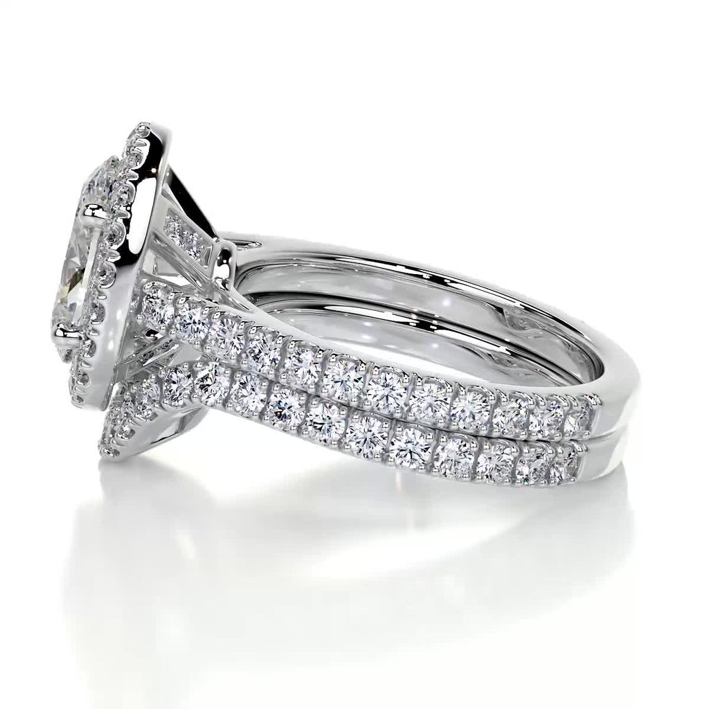 2.0 CT Oval Halo CVD F/VS Diamond Bridal Set 3