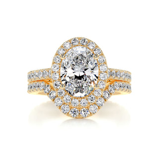 2.0 CT Oval Halo CVD F/VS Diamond Bridal Set 7