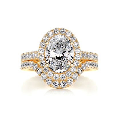 2.0 CT Oval Halo CVD F/VS Diamond Bridal Set 7