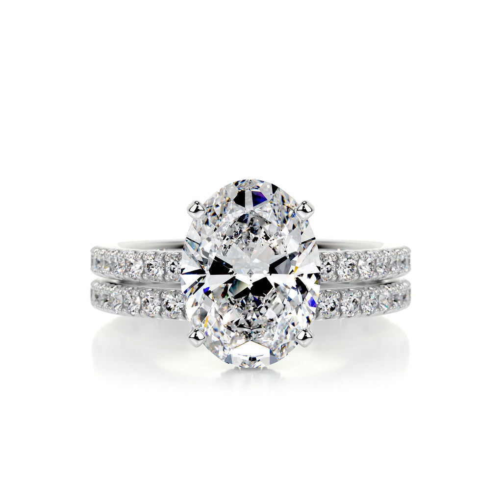 3.0 CT Oval Hidden Halo CVD F/VS Diamond Bridal Ring Set 1