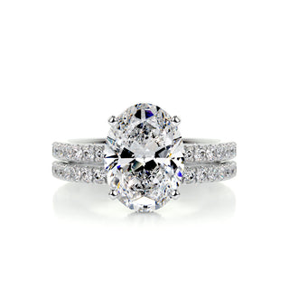 3.0 CT Oval Hidden Halo CVD F/VS Diamond Bridal Ring Set 1