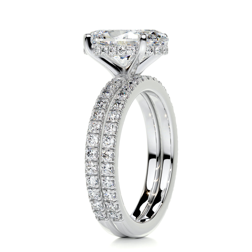 3.0 CT Oval Hidden Halo CVD F/VS Diamond Bridal Ring Set 5