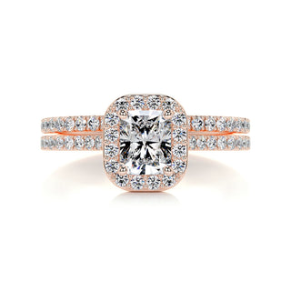 1.0 CT Radiant Halo CVD F/VS Diamond Bridal Ring Set 11