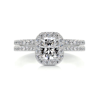 1.0 CT Radiant Halo CVD F/VS Diamond Bridal Ring Set 1