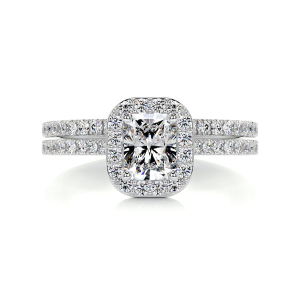 1.0 CT Radiant Halo CVD F/VS Diamond Bridal Ring Set 1