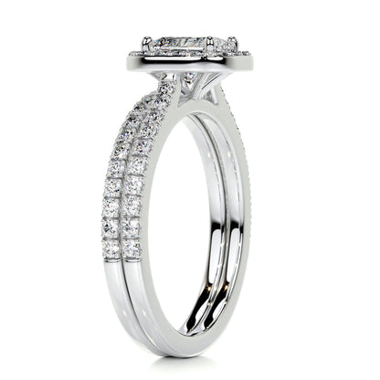 1.0 CT Radiant Halo CVD F/VS Diamond Bridal Ring Set 5