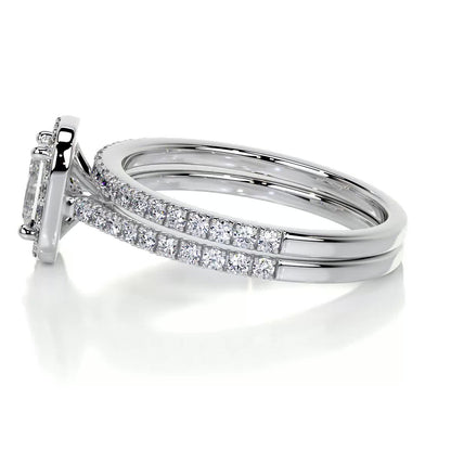 1.0 CT Radiant Halo CVD F/VS Diamond Bridal Ring Set 4