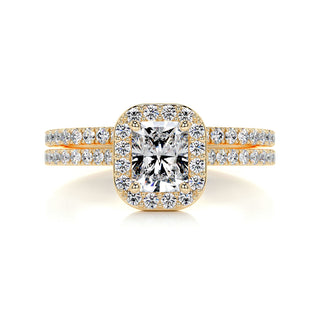 1.0 CT Radiant Halo CVD F/VS Diamond Bridal Ring Set 6