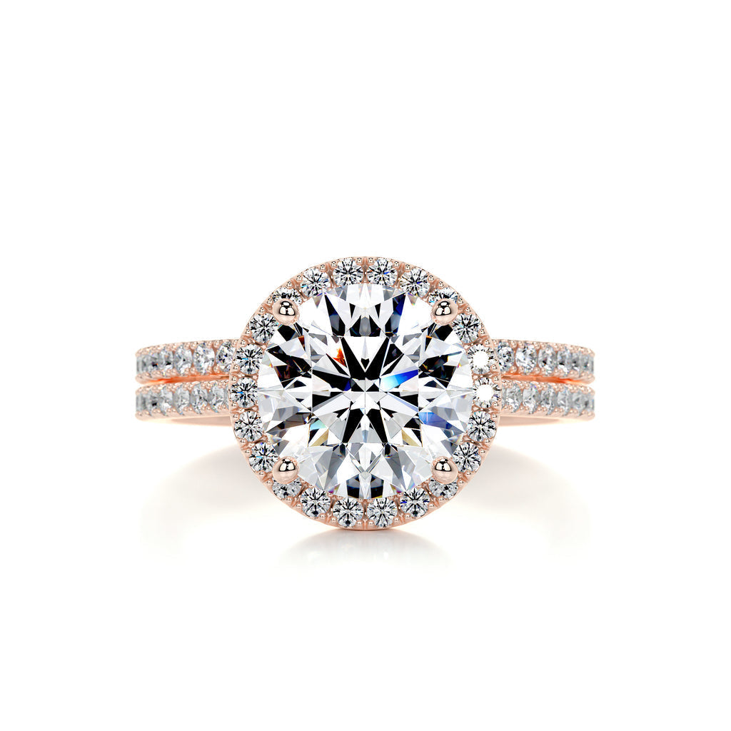 2.0 CT Round Halo CVD F/VS Diamond Bridal Set 11