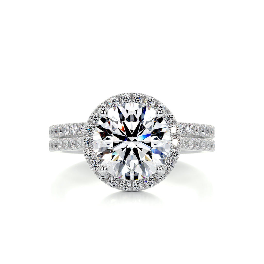 2.0 CT Round Halo CVD F/VS Diamond Bridal Set 1