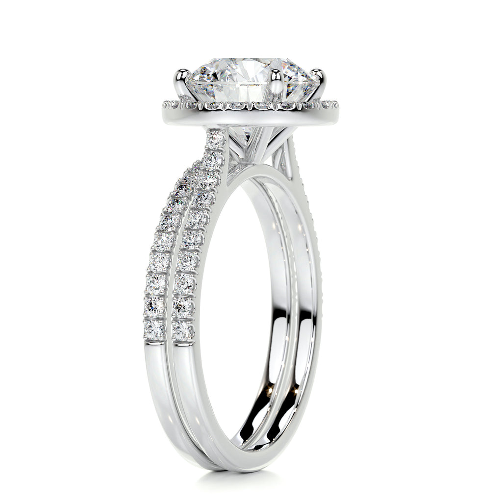 2.0 CT Round Halo CVD F/VS Diamond Bridal Set 5