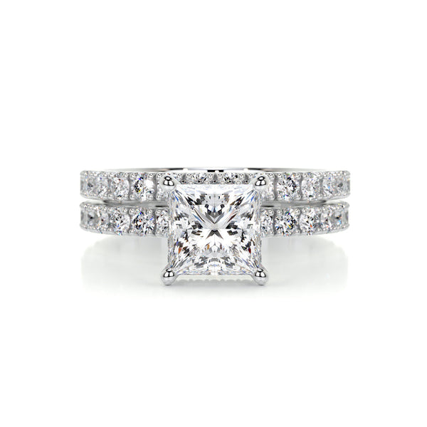 1.50 CT Princess Hidden Halo CVD F/VS Diamond Bridal Ring Set 1