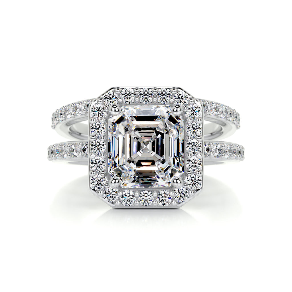 1.05 CT Asscher Halo CVD F/VS Diamond Bridal Ring Set 1