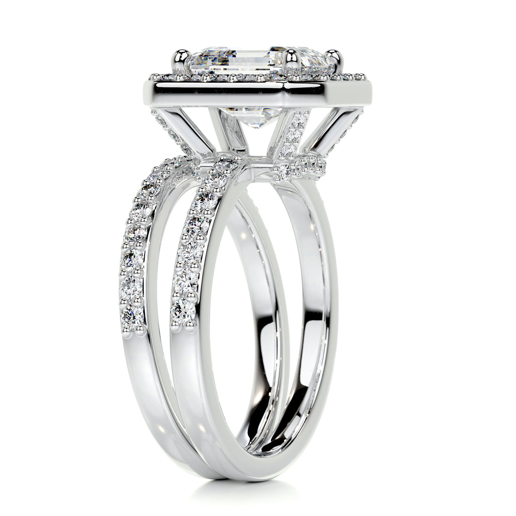 1.05 CT Asscher Halo CVD F/VS Diamond Bridal Ring Set 5