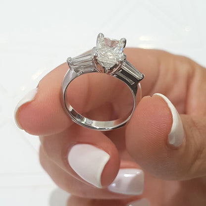1.50 CT Radiant Three Stones CVD G/VS2 Diamond Engagement Ring 17