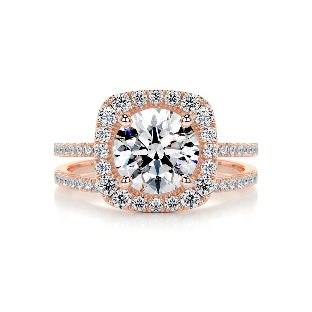 2.0 CT Round Halo CVD F/VS Diamond Bridal Set 13