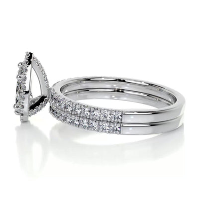 1.0 CT Pear Halo CVD F/VS Diamond Bridal Ring Set 5