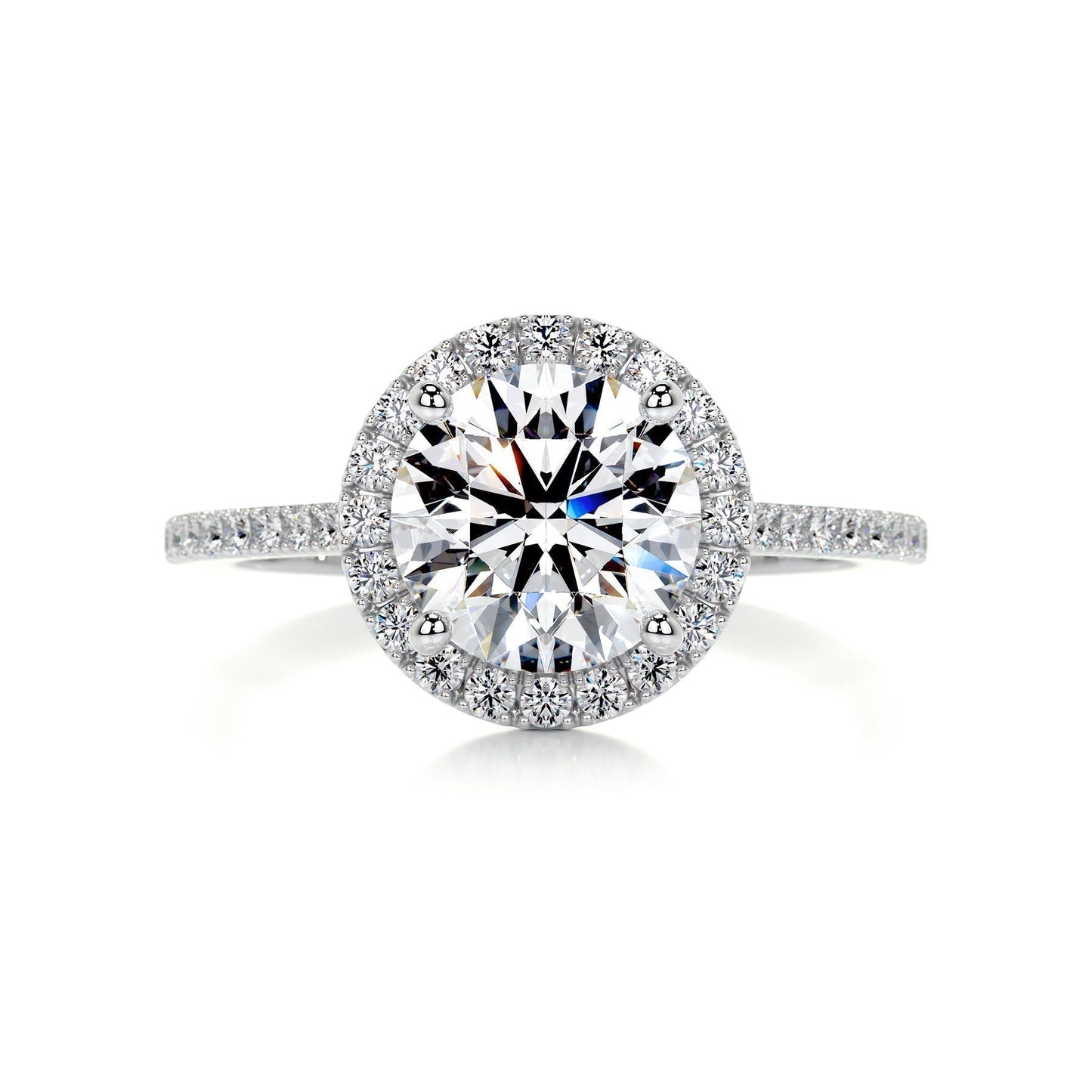 2 CT Round Halo CVD D/VS2 Diamond Engagement Ring 1