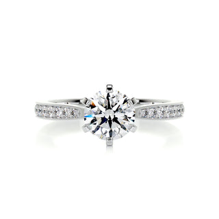 1.0 CT Round Cut Pave Style CVD F/SI1 Diamond Engagement Ring 1