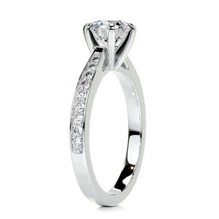 1.0 CT Round Cut Pave Style CVD F/SI1 Diamond Engagement Ring 4
