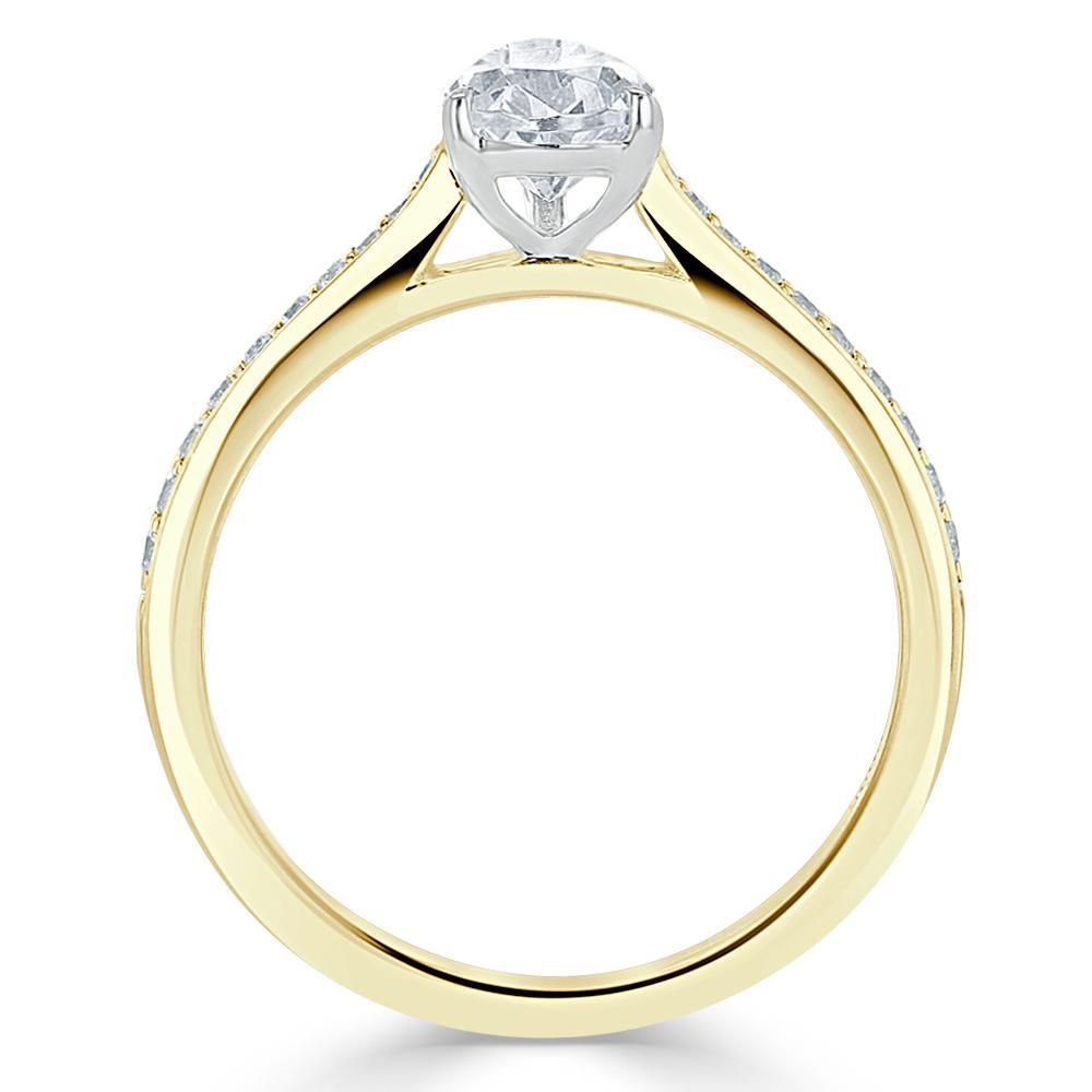 0.75 CT Pear Cut Solitaire Engagement Ring With Channel Pave Setting 8