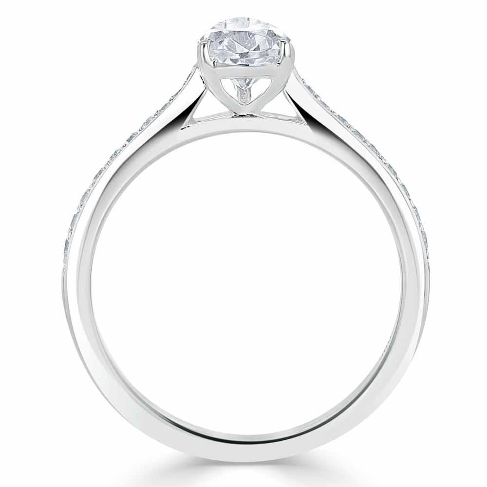 0.75 CT Pear Cut Solitaire Engagement Ring With Channel Pave Setting 4