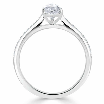 0.75 CT Pear Cut Solitaire Engagement Ring With Channel Pave Setting 4