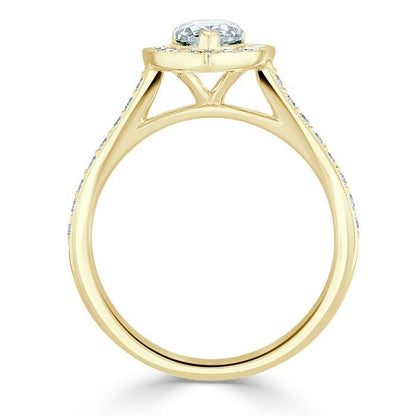 1.52 CT Pear Cut Halo Channel Pave Moissanite Engagement Ring 6