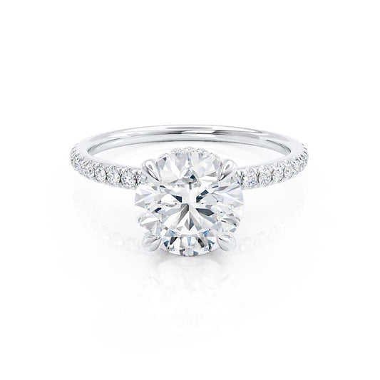 1.0 CT Round Shaped Moissanite Hidden Halo Style Engagement Ring 1