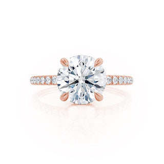 1.0 Round Shaped Moissanite Hidden Halo Style Engagement Ring 2