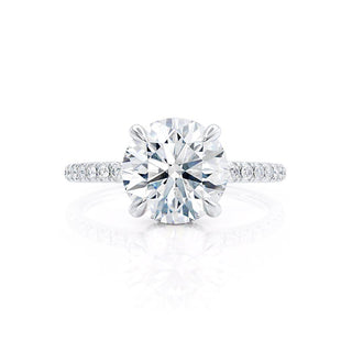 1.0 CT Round Shaped Hidden Halo Moissanite Engagement Ring 2