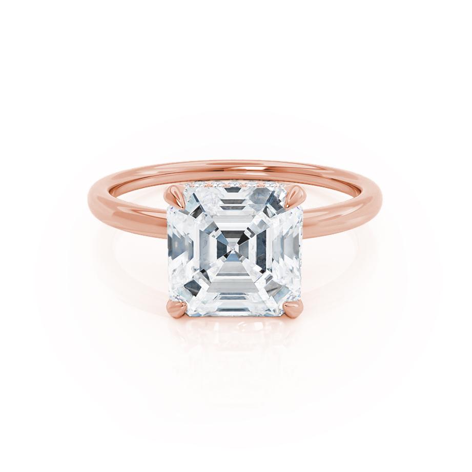 1.30 CT Asscher Shaped Moissanite Hidden Halo Style Engagement Ring 1