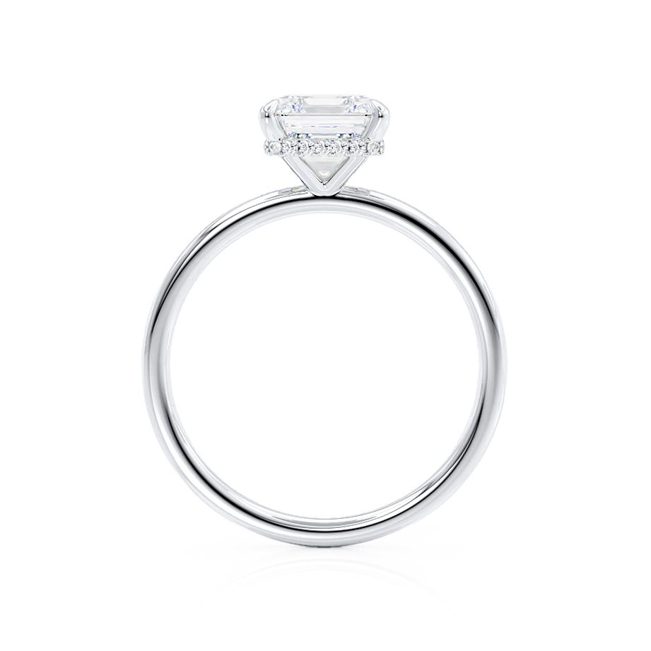 0.95 CT Asscher Shaped Moissanite Hidden Halo Style Engagement Ring 4