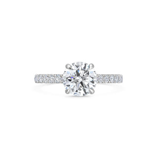 1.5 CT Round Cut Pave CVD F/VVS1 Diamond Engagement Ring 1