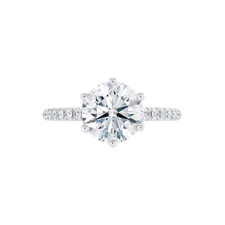 2.20 CT Round Shaped Pave Style Moissanite Engagement Ring 4