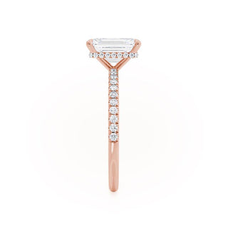 1.75 CT Emerald Shaped Moissanite Hidden Halo Style Engagement Ring 3