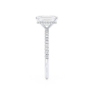 1.75 CT Emerald Shaped Moissanite Hidden Halo Engagement Ring 3