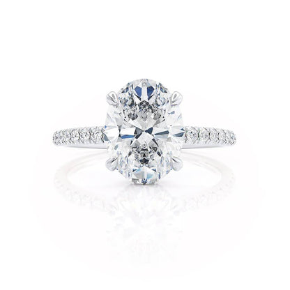 1.50 CT Oval Shaped Moissanite Hidden Halo Style Engagement Ring 4