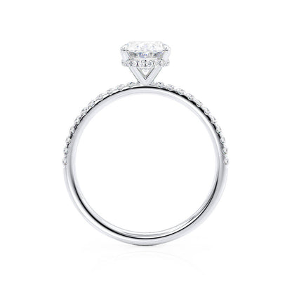 1.50 CT Oval Shaped Hidden Halo Moissanite Engagement Ring 5
