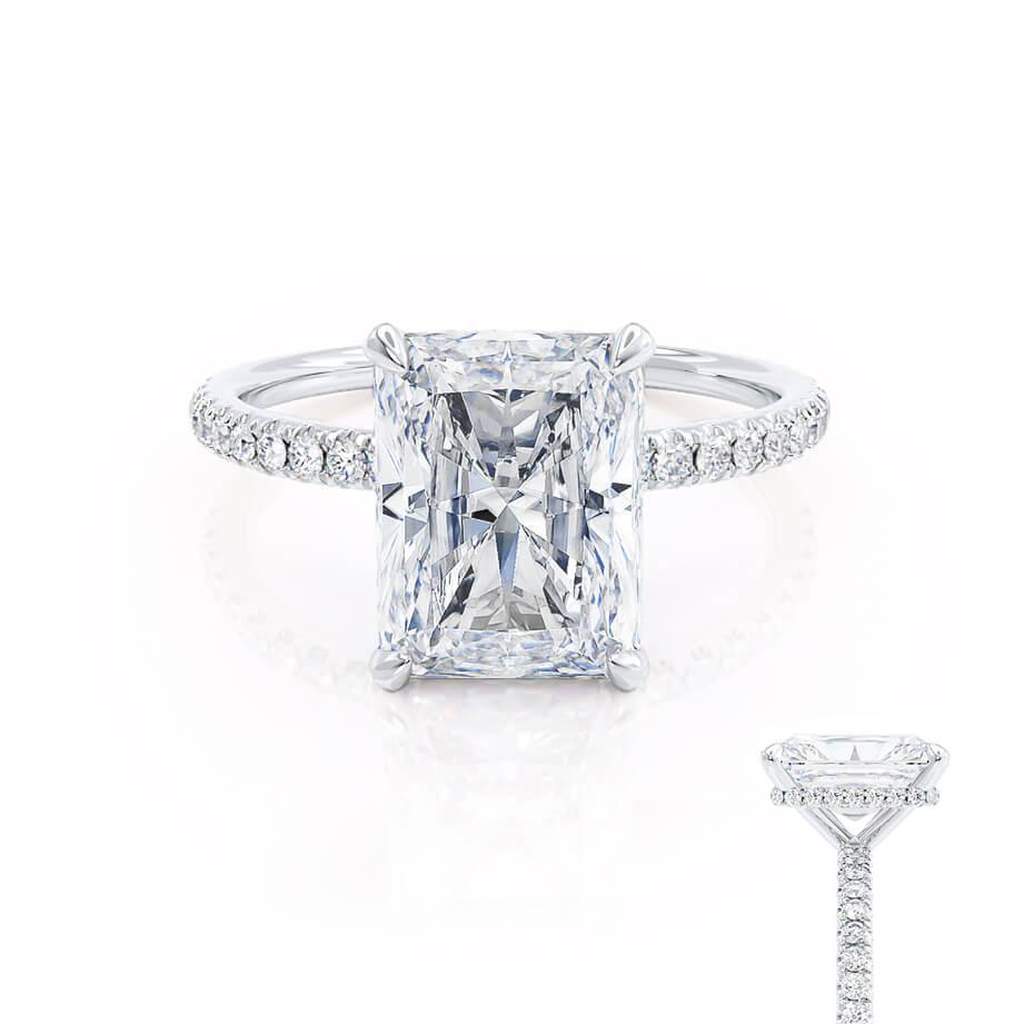 1.80 CT Radiant Shaped Moissanite Hidden Halo Style Engagement Ring 3