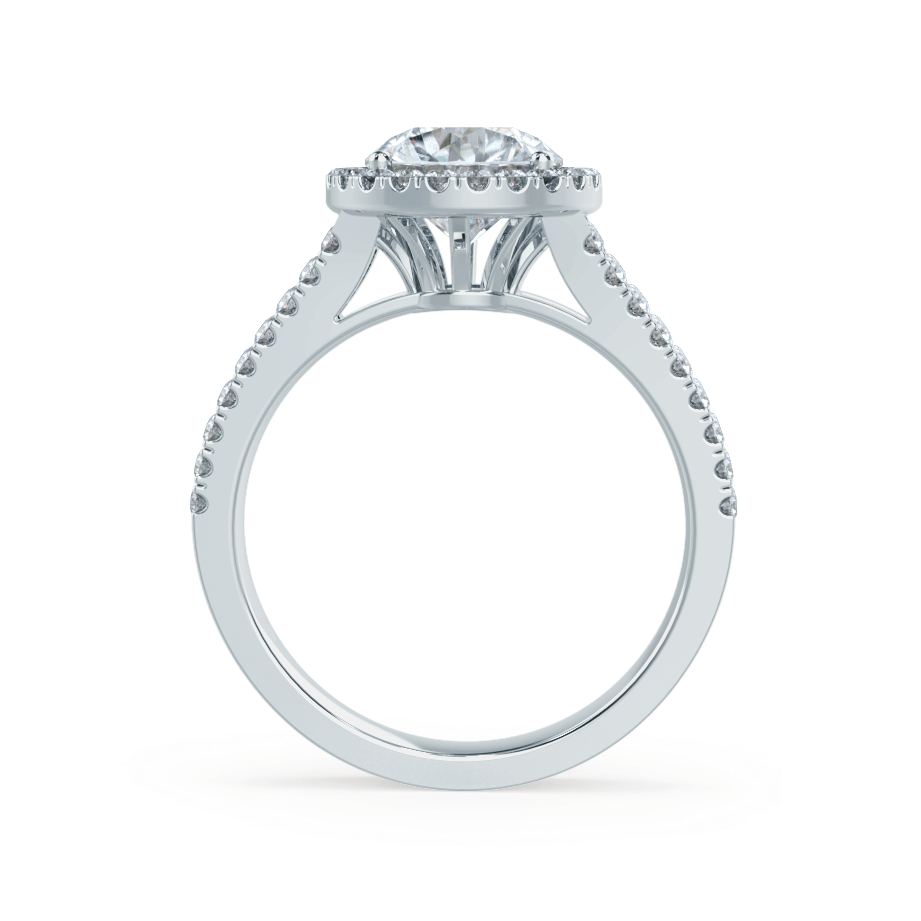 0.50 CT Round Shaped Moissanite Halo Split Shank Style Engagement Ring 8