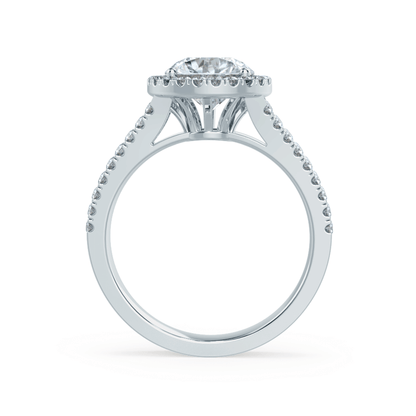 0.50 CT Round Shaped Moissanite Halo Split Shank Style Engagement Ring 8